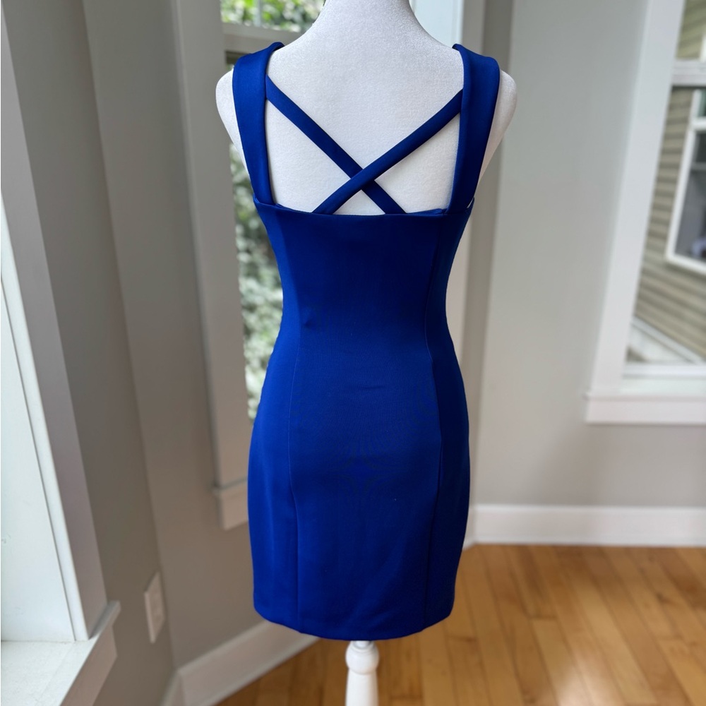 Guess Cobalt Blue Strappy Bodycon Mini Dress Homecoming Formal Prom Size 0 - Picture 14 of 15